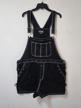 Tripp NYC Daang Goodman Studded Black Overall Bib Shorts Size XXL